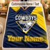 Flannel BlanketNorth Queensland Cowboys Custom Name Text Personalized Soft Warm Throw Blanket Home Decor Gift