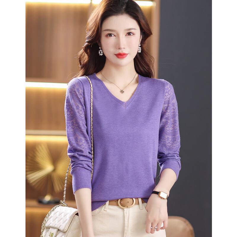 SNOWFLYING Women s Wool Blend V-Neck Pullover Sweater M