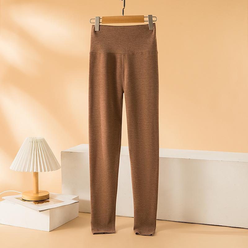 

Женские леггинсы с высокой талией из утолщенного бархата, утягивающие живот, на осень/зиму M темные хаки