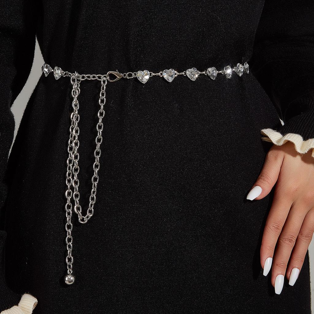 Rhinestone Waist Chain Metal Accessories Belt With Skirt Dress Waist Chain Decoration Thin Belt Tide