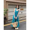 Women's Summer Beautiful Beautiful Long Dress New Small Temperament Seaside Vacation Blue Suspender Dress Casual