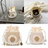 Woven Pearl Chain Shoulder Bag For Women With Drawstring Closure And Mobile Pocket