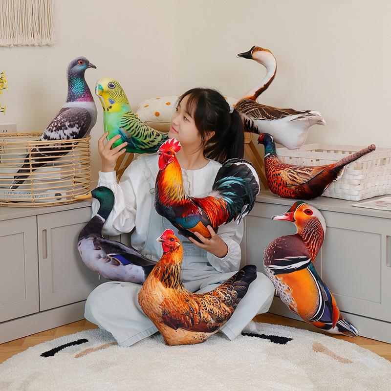 Cartoon Animal Duck Cock Pillow Plush Toy Doll Parrot Mandarin Duck Doll Home Pillow Doll