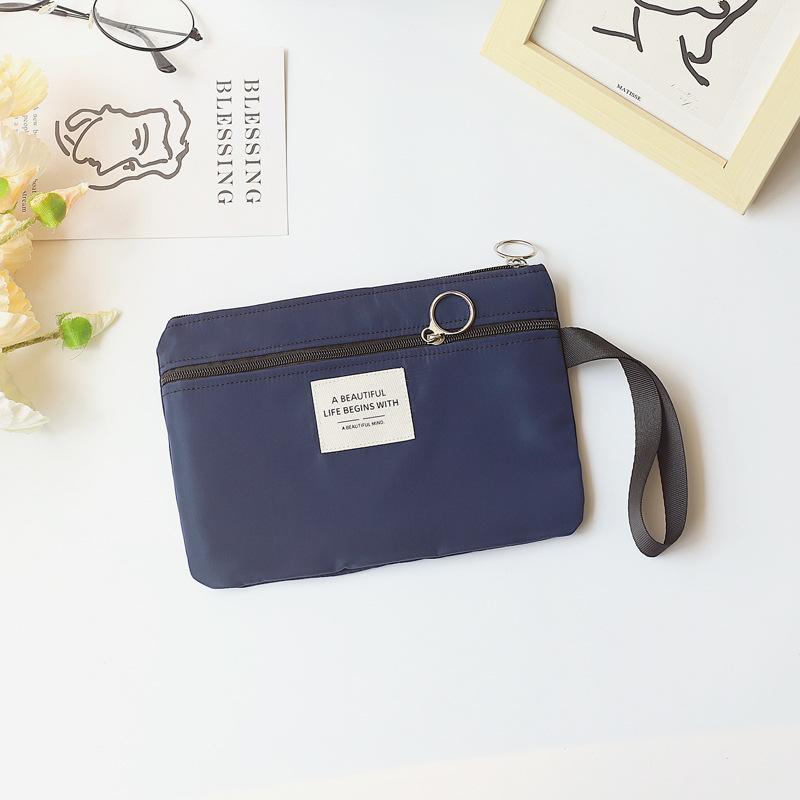 

Корейские студенческие цветные двухслойные нейлоновые холщовые сумки для монет, женские кошельки на запястье, на молнии, мобильный телефон, губная помада, сумка для хранения макияжа