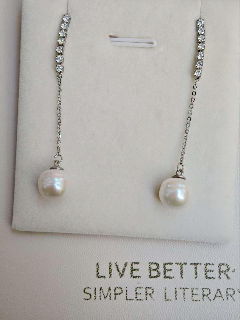 Zhuji Freshwater Baroque Pearl Long Earrings