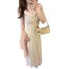 White French Summer Tea Break U-neck Floral Suspender Dress Female Princess On the Run Sweet Temperament Waist Dress