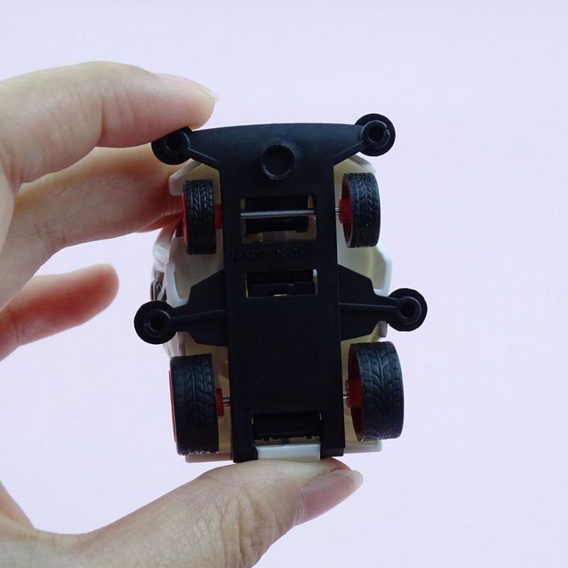 1PC Children's Small Toys Cartoon Solid Color Colorful Four-wheel Drive Pull-back Racing Helmet Car