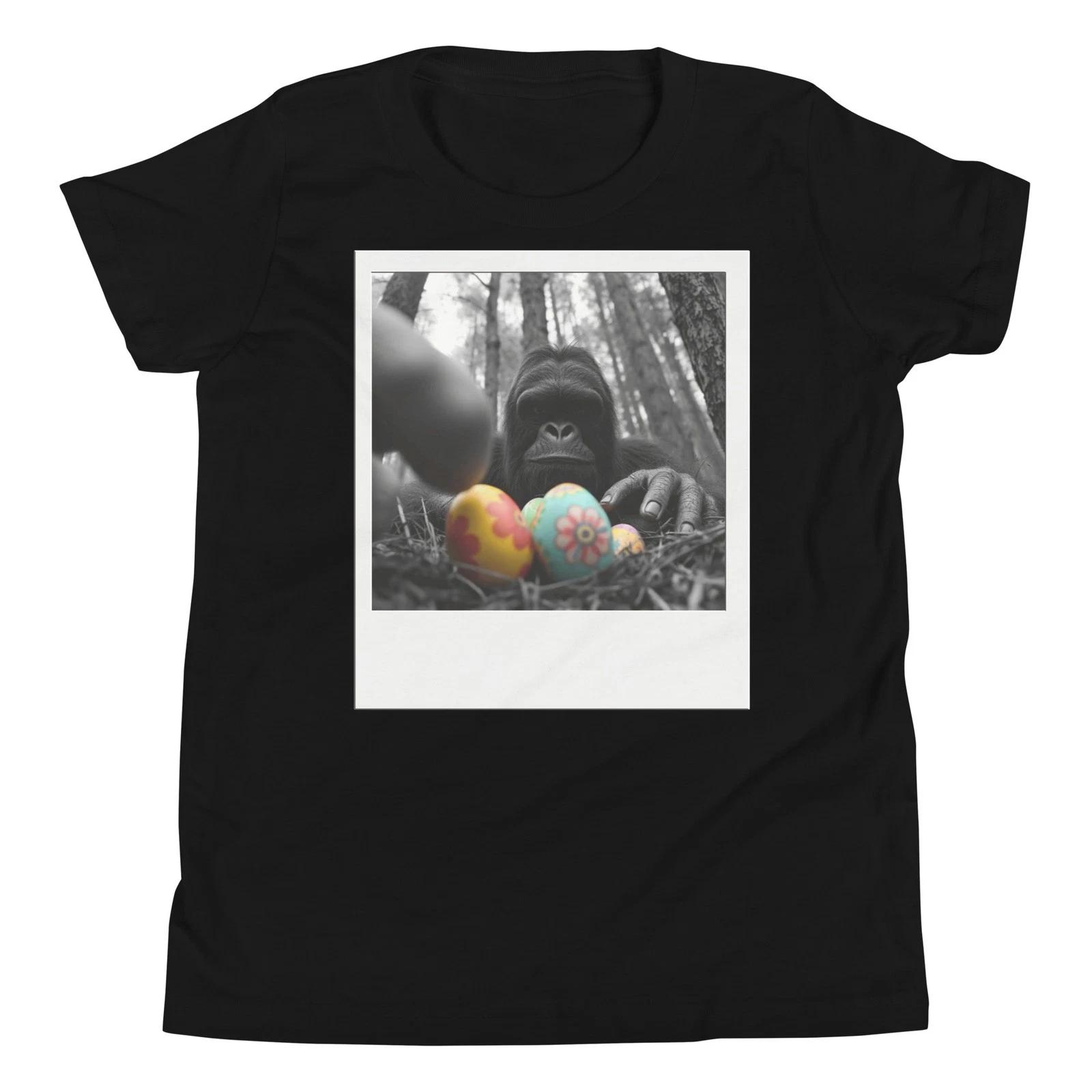 Sasquatch Big Foot Hiding Easter Eggs Selfie Funny Egg Hunt Youth T-Shirt 110