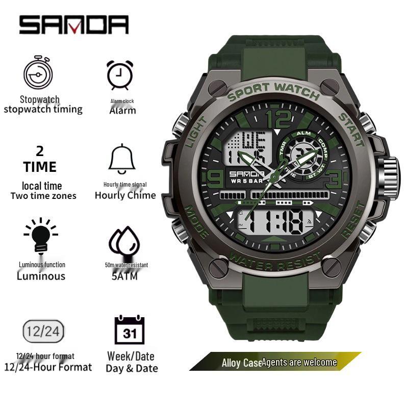 Sanda Youth Tactical Luminous Multifunction Waterproof Men's Electronic Watch
