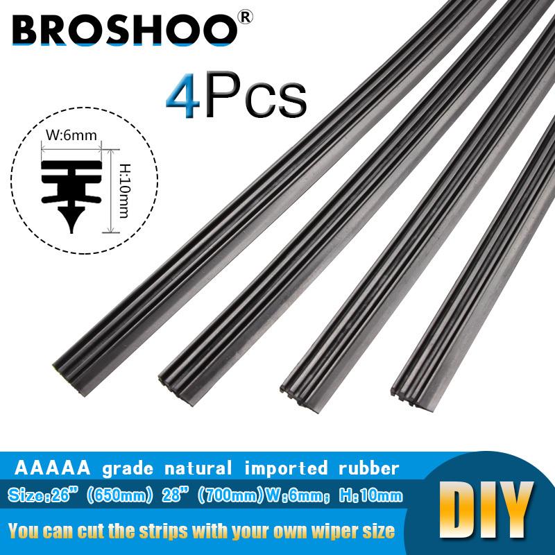 Universal Auto Vehicle Insert Soft Natural Rubber Strips Car Wiper Blades (Refill) 6mm 26 28  30  32  4pcs/lot Car Accessories 4PCS 26inch 650mm