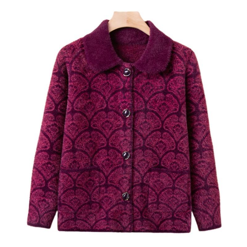 Grandma Spring and Autumn Clothes Woolen Top Women's Middle Age Old Man Mother New Coat Year Old 0 Old Man Old Woman Clothes