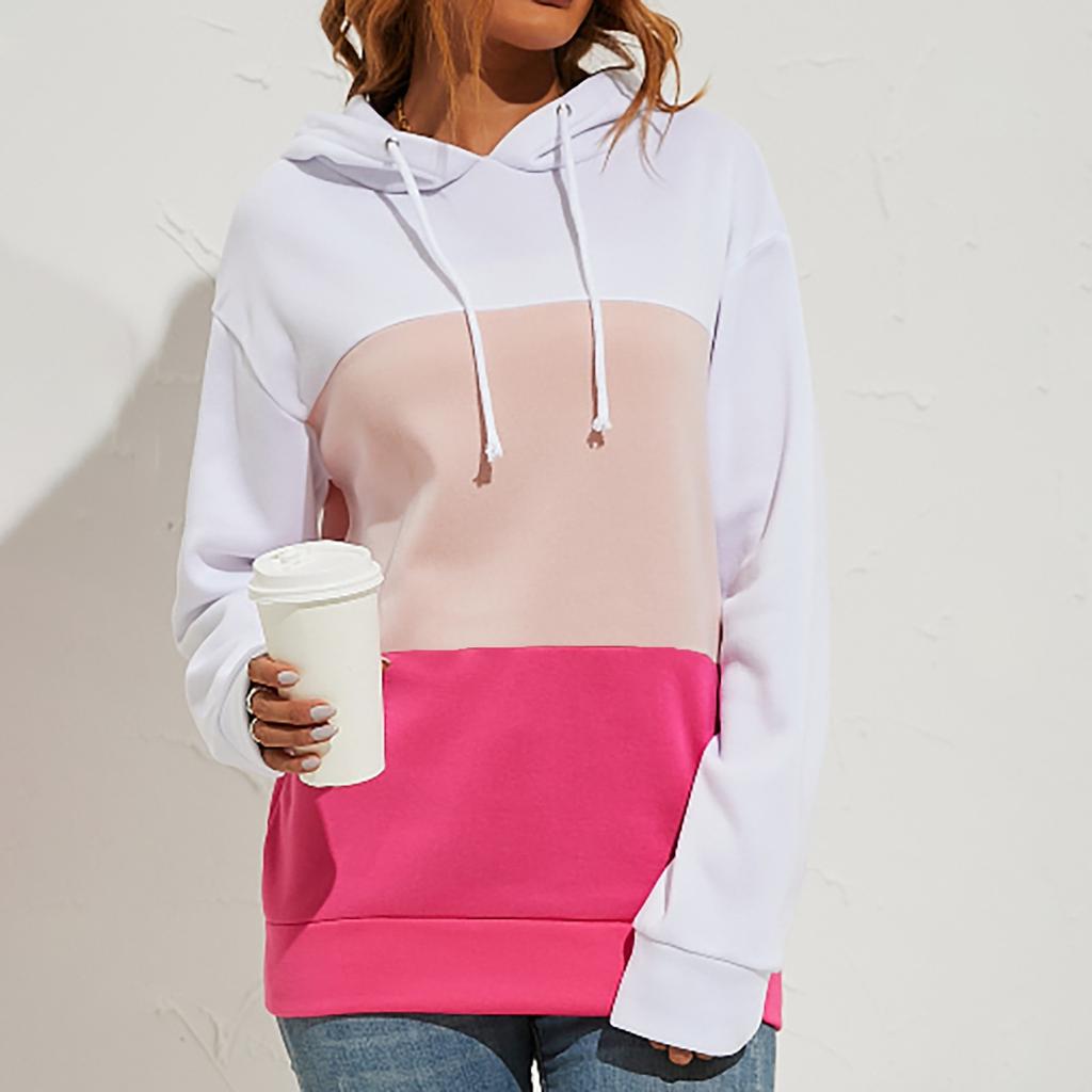 Lässiger Damen-Pullover mit Rundhalsausschnitt und Kontrastfarbe und langen Ärmeln