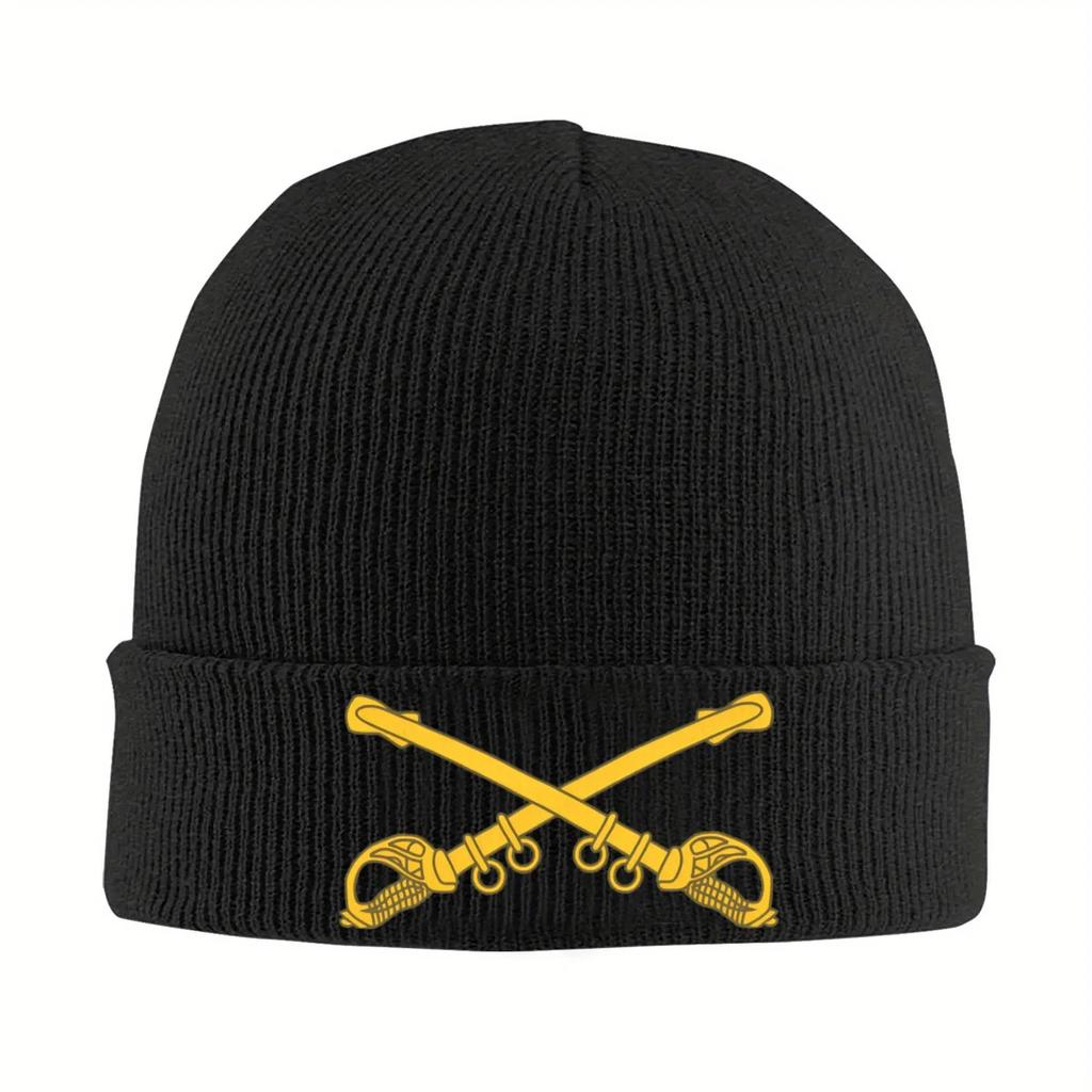 Neue Armee US Kavallerie Zweig Abzeichen Gestrickte Mütze Beanie Herbst Winter Mützen Warm Unisex Straßenmütze Unisex Damen Geschenke