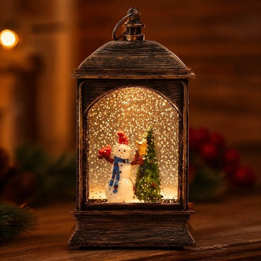 Portable Christmas Ornaments Decorative Glowing Snowflake Lantern Wind Light Interior Decoration