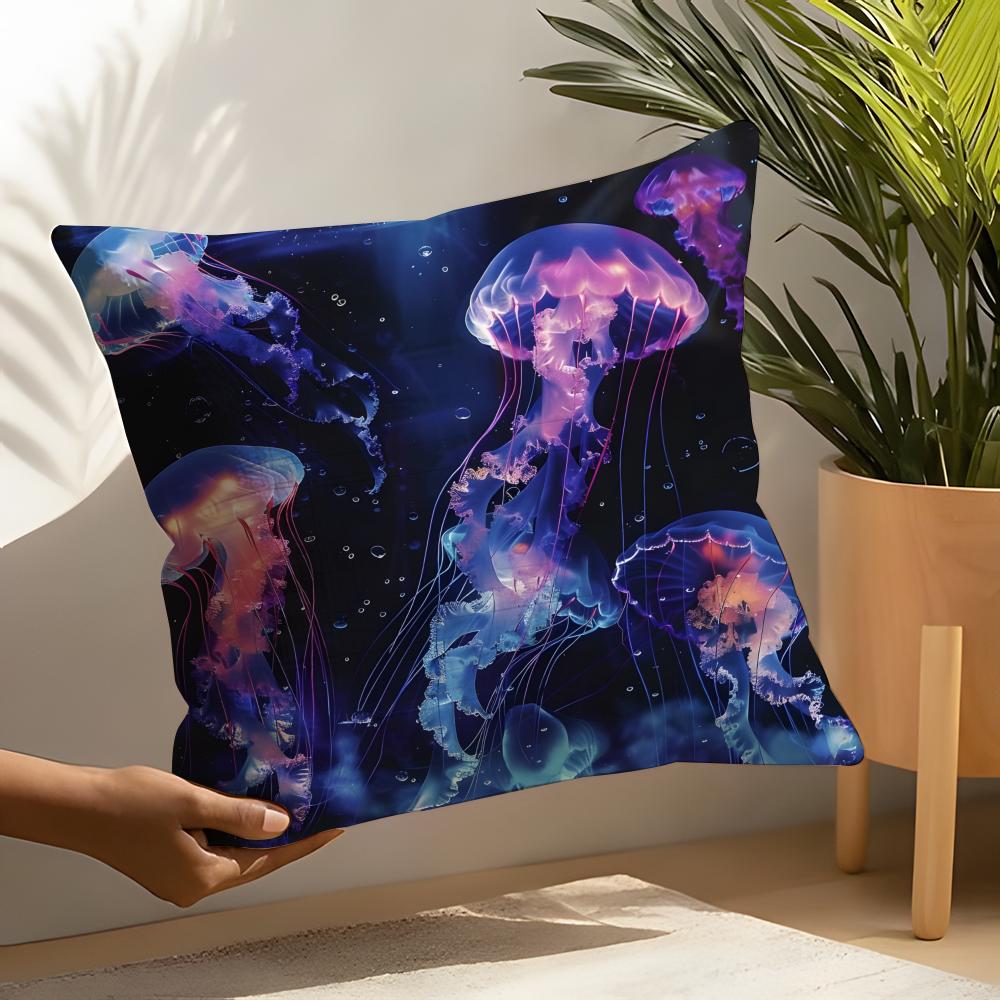 Beautiful Marine Life Jellyfish Pillow Case Linen Cushion Covers For Decorative Sofa Home Pillows Case Car Chair Pillows Cases