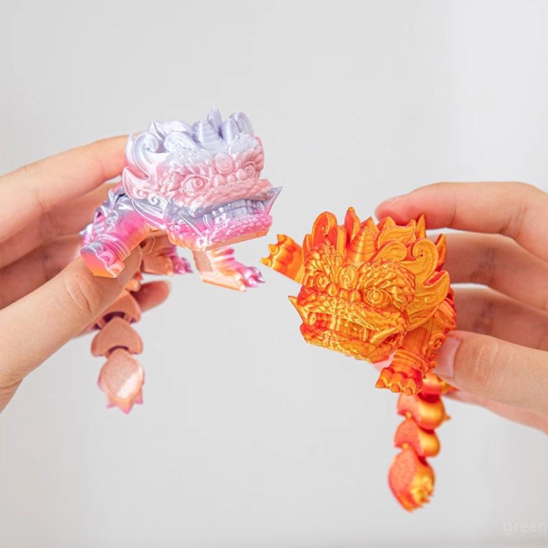 3d Figures Lion Miniature Funny Ornament Decoration Chinese Lion Dance Model Joint Movable Figurine Home Decor Craft