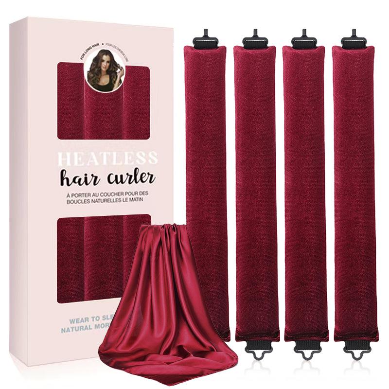 No-Heat Curling Set: Volumizing Waves, 70cm Silk Scarf, Double Hook, Sleep-Friendly Hair Tool