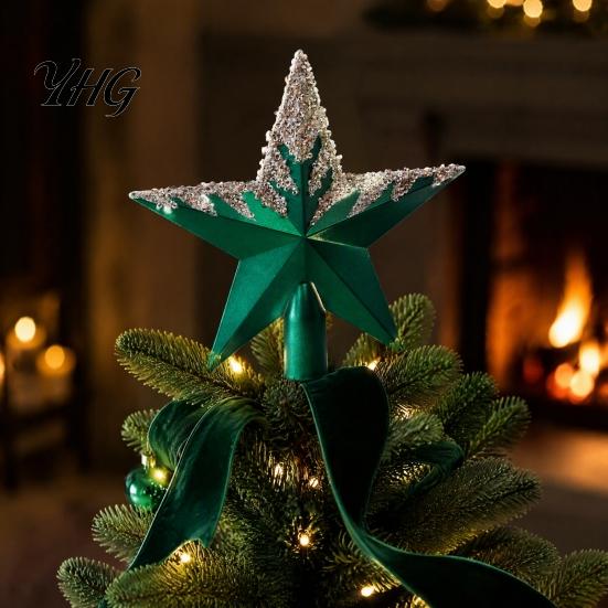 Christmas Tree Star Topper Glitter Sequins Topper, Shiny Sparkly Treetop Festive Decoration Accessories Ornament, Shatter-Proof for Xmas Holiday Party