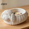3D Printed Animal Decor Poodle Shaped Storage Organizer, Print Decorative Ornament, Plastic Novelty Desk Decoration White Container for Small Objects