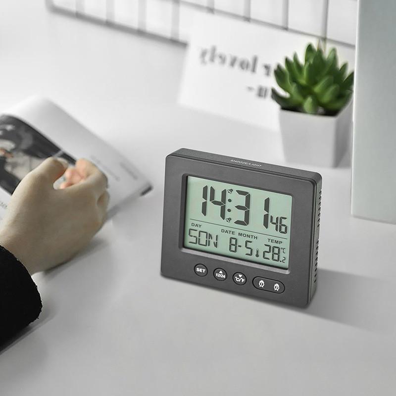 Digital Alarm Clock For Students With Lcd Display And Temperature Gauge