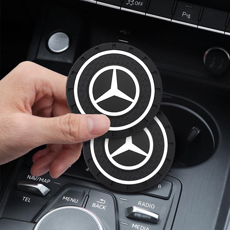 For MERCEDES BENZ AMG W203 W205 W206 W166 X253 C180 X205 PVC Car Coasters Water Cup Slots Non-Slip Mat Water Cup Pad Accessories OX9