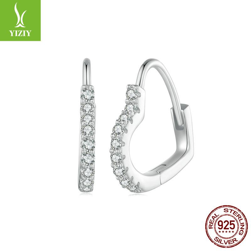 Classic Heart-Shaped Moissanite Ear Buckle Women'S Trendy S925 Sterling Silver Mozzarella Diamond Earrings