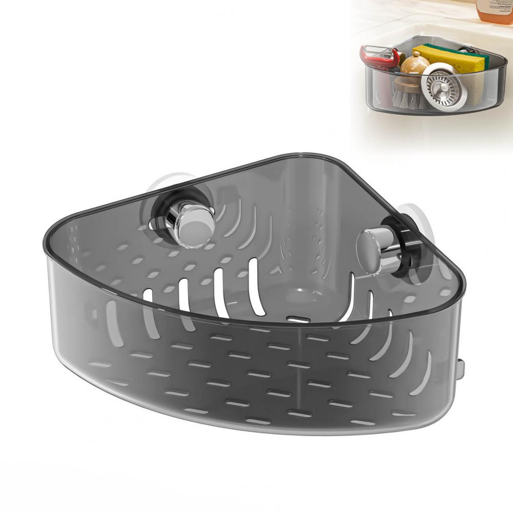 Suction Cup Sponge Holder Sink Organizer Kitchen Sink Caddy Organizer with Strong Load-bearing Suction Cup Capacity