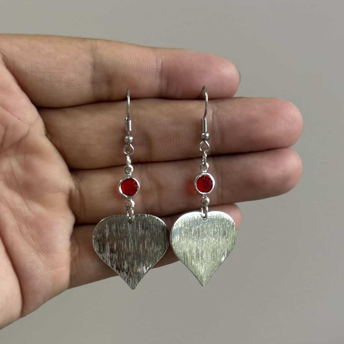 

Серьги-подвески в виде сердца, Красное стекло, Серебряные серьги, Изящные украшения, Идея подарка на День матери