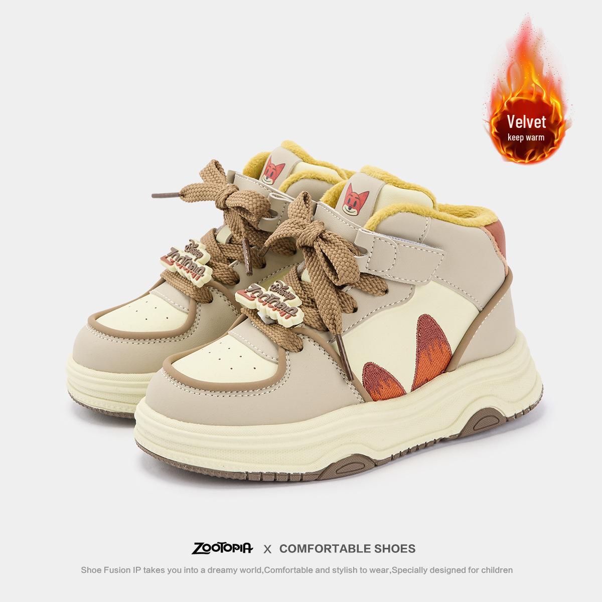 Disney Winter 2025 Kids  Mid-Top Non-Slip Leather Board Shoes with Velvet Lining for Boys & Girls. 31