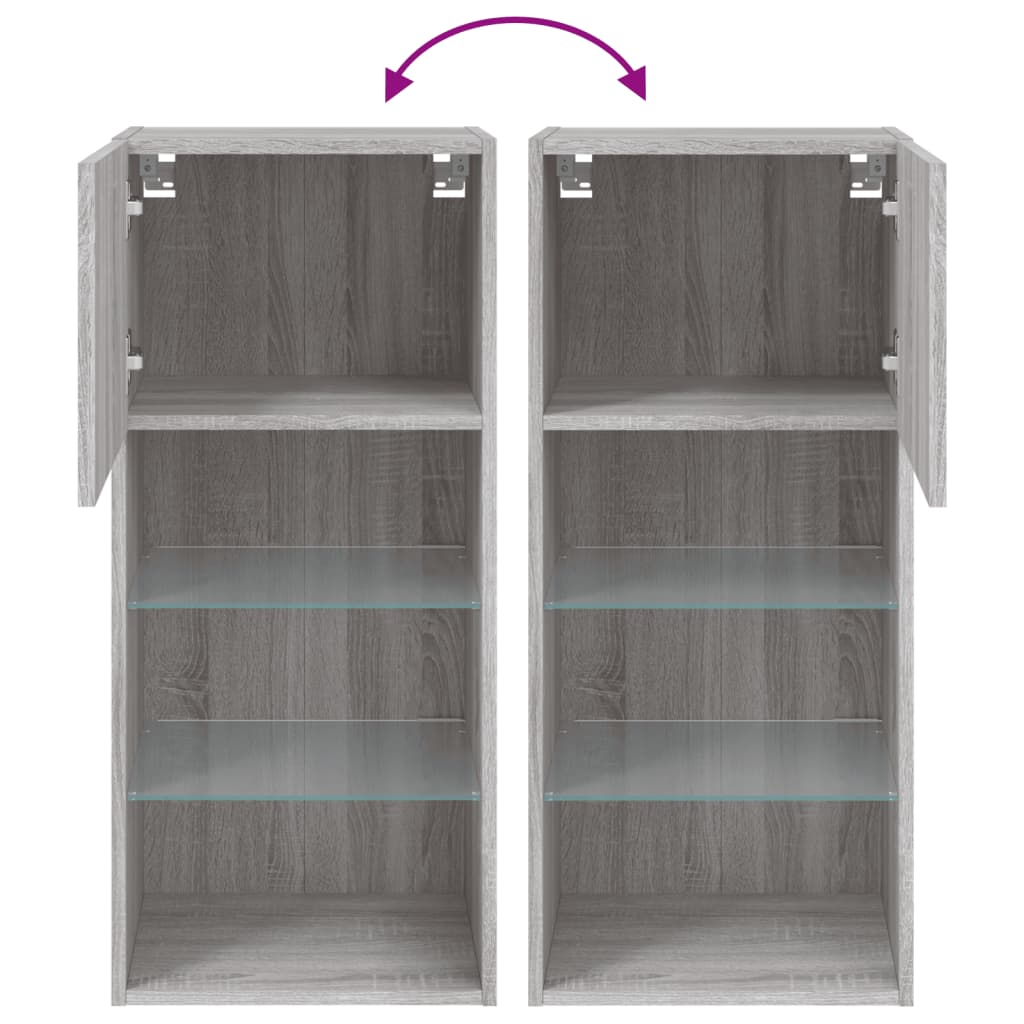 TV-Schränke mit LED-Leuchten 2 Stück Sonoma Grau 40,5 x 30 x 90 cm