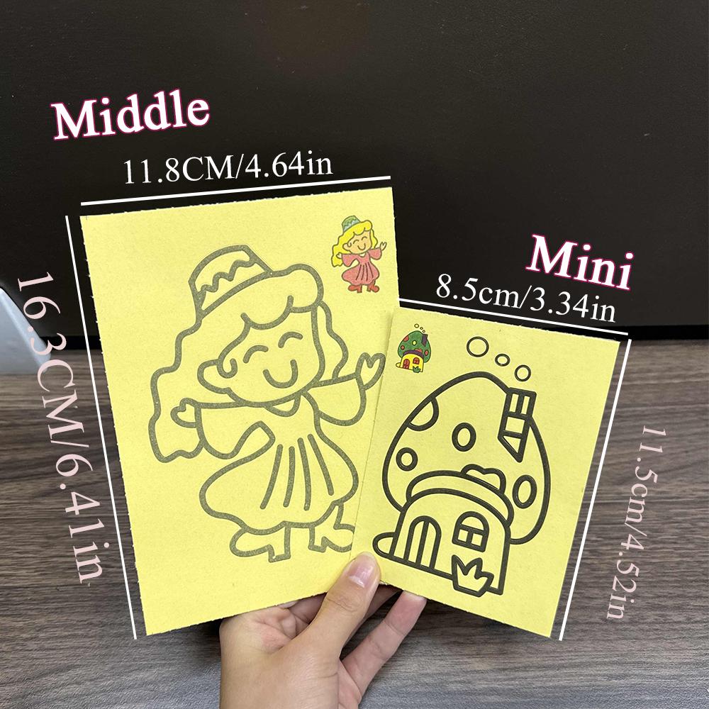 

Kids DIY Sand Art Package Cartoon Doodle Present Preschool IQ Craft Making Colorful Sand Art Toy 3 Sizes great for daily use -A7923