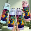 1PC Tree Of Life Colorful Art Pattern 750ml Color Plastic Sports Water Bottle Leakproof Flip Straw Lid Suitable for Sports Office Home Use