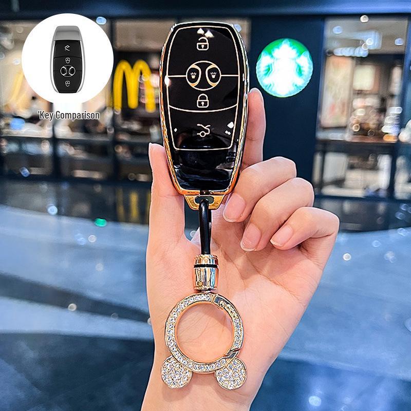 BAIC EX3 Electric Vehicle Key Fob Protective Case with Buckle Bag - Full Coverage for R600 Model