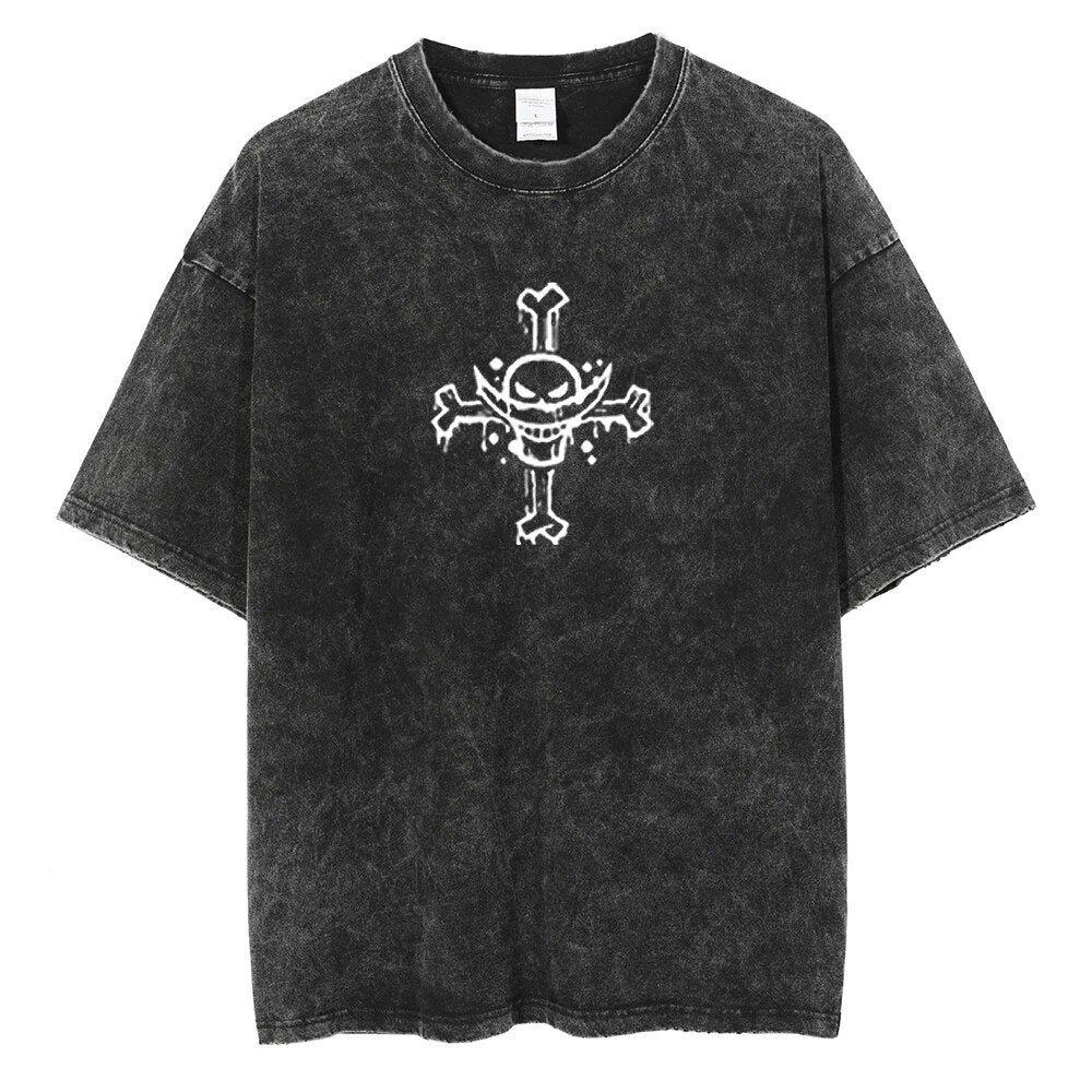 One Piece Roronoa Zoro Three Swords Printed Tshirt Mens and Womens Washed Tshirt High Quality Vintage Cotton Tshirt Tops