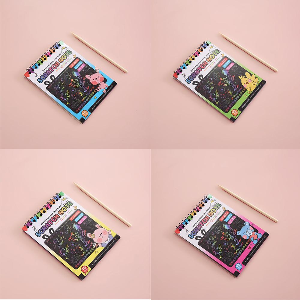 Kit 4pcs Magic Scratch Notebook For Kids Drawing