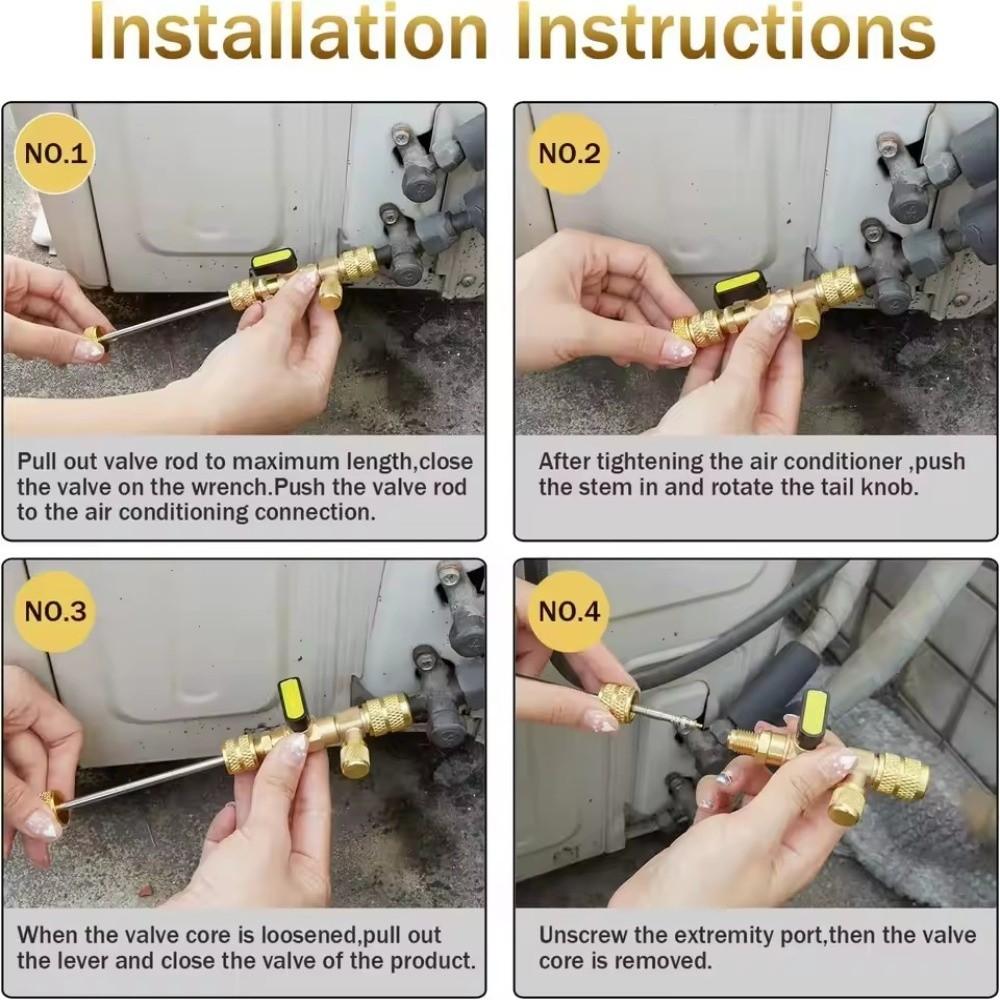 Brass Material Valve Core Installer Brass Valve Tool  For R410A Refrigerant System