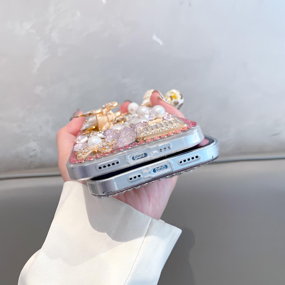 Glitter Rhinestone Phone Case For VIVO Y400 Pro Y300 Y200E Y200 Y300 Y300T Y04 Y03 T4 T3X T4X 4G 5G Bling Crystal Design with Pumpkin Cover Girls Gift