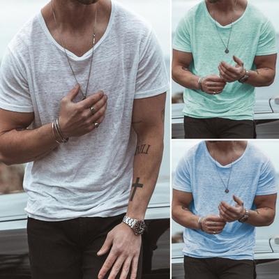 Camiseta para Hombre Color Sólido Cuello Redondo Secado Rápido Tejido Suave Mangas Cortas Tops de Verano Ropa Diaria
