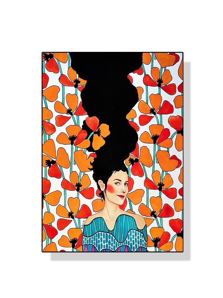 

Абстрактный цветок женщина девушка волосы модный плакат холст живопись скандинавская настенная картина для современной гостиной украшения дома 70x100cm No Fram