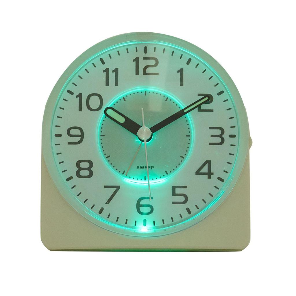 Hometime Silent Sweep Round Face Blinking Light Alarm Clock - White