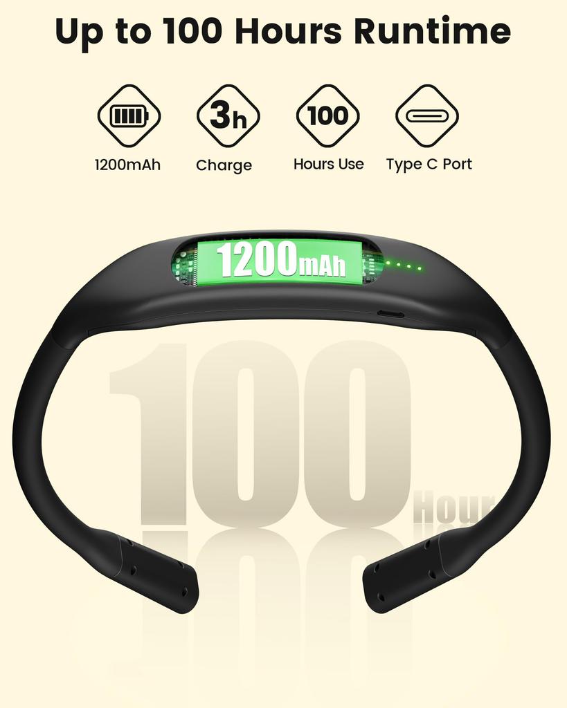 Glocusent Světlo na čtení na krk, 100 hodin nepřetržitého používání, dobíjecí, plynulé stmívání a 5 nastavení jasu, lehký design pro pohodlí a