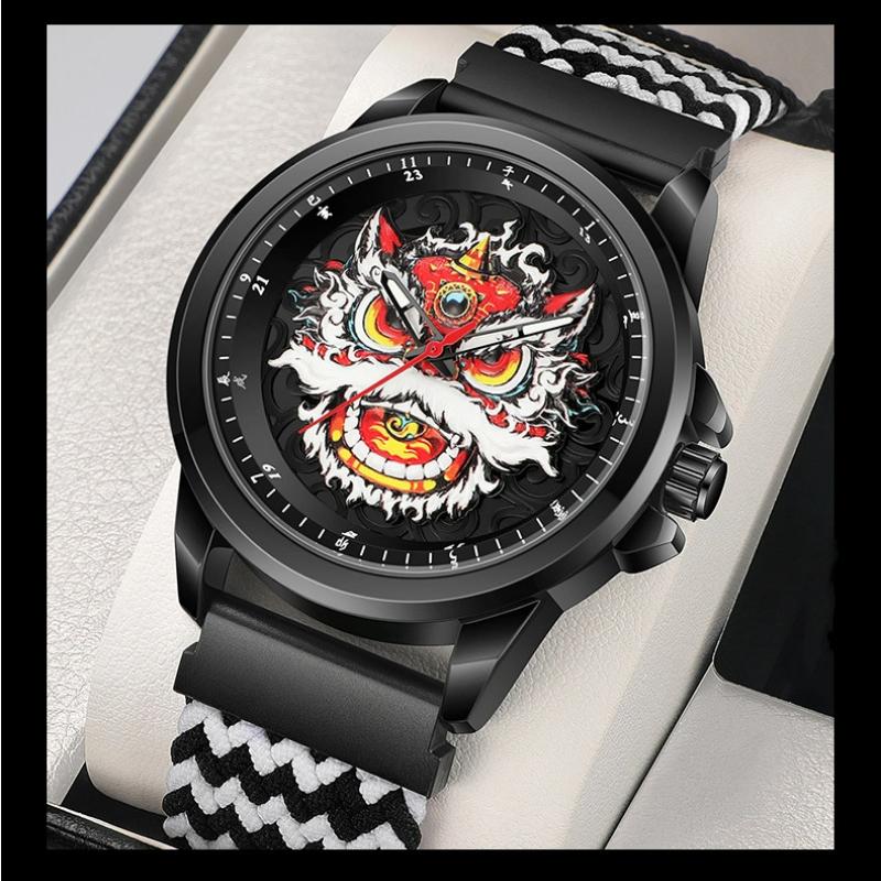 WLISTH Unique Creative Chinese Dragon Pattern Luxury Men's Watches Fashion Gift Brand Quartz Sport Silicone Wrist Watch