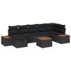 8 Piece Black Poly Rattan Garden Sofa Set with Cushions