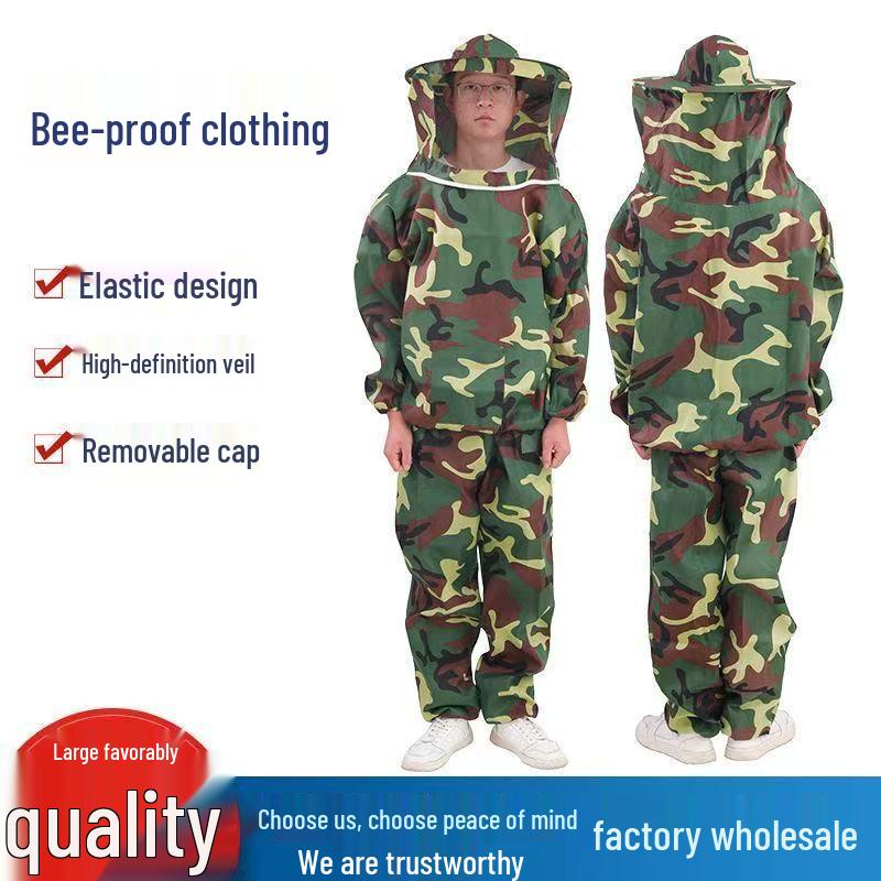 Breathable Anti-Bee Suit with Hood - Protective Beekeeping Gear One size; white two-piece (thick)