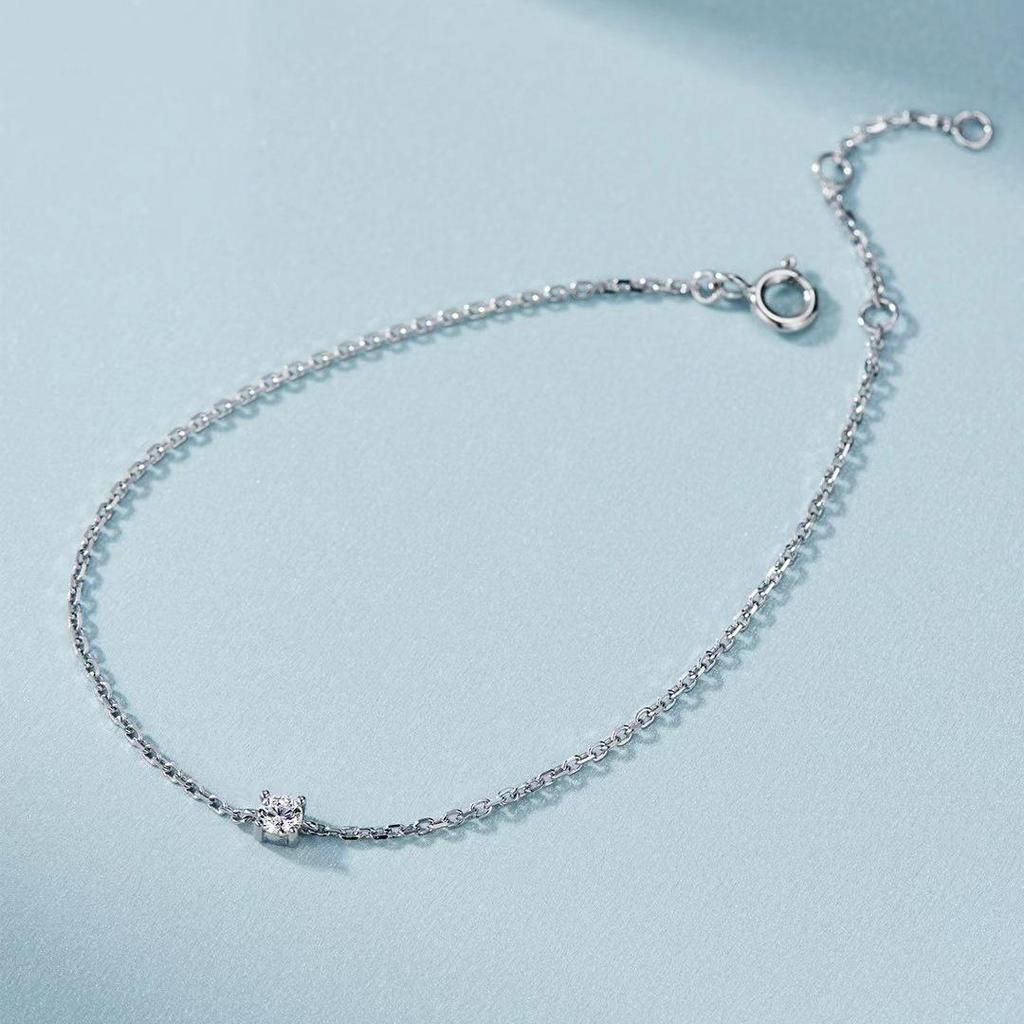 925 Sterling Silver Mini Diamond Bracelet - Women's Japanese & Korean Style, Fashionable, Stackable, & Versatile Hand Jewelry
