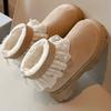 Winter Plush Boots For Girls Korean Style Trend Fashion Princess Shoes Soft-soled Thick Warm Cotton Shoes Snow Boots Kids