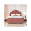 Lit d'enfant - MUVOE - 90 x 200 cm - Tête de lit florale - 2 tiroirs de rangement - Velours rose