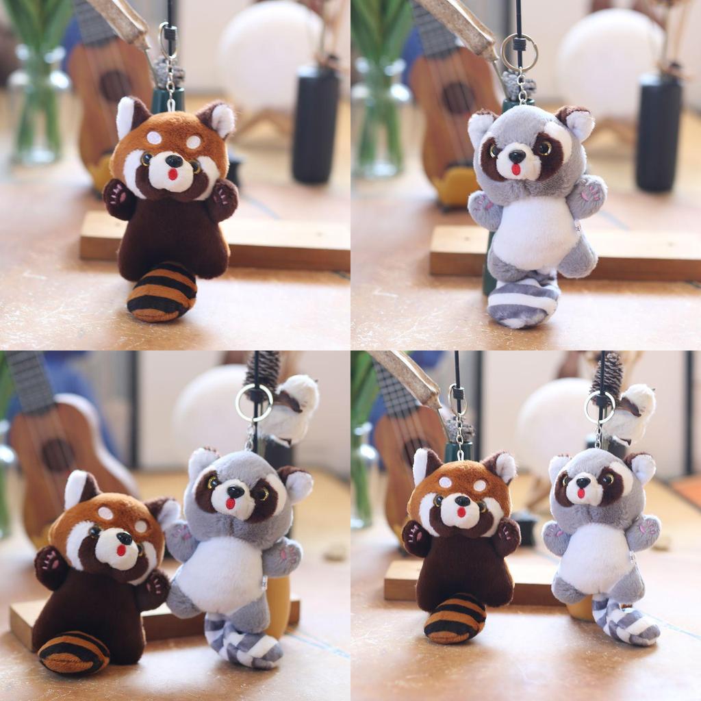 Adorable Cute Plush Raccoon Keychain Pendant Soft Stuffed Toy For Bags And Accessories