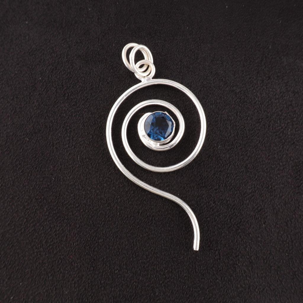 Natural London Blue Topaz Gemstone 925 Sterling Silver Jewelry Handmade Pendant PP-42-19