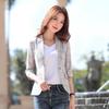 Vintage Plaid Women Blazer Jacket Notched Collar Single Button Female Suit Coat Outerwear Blaser Femme Summer Thin Small Blazers